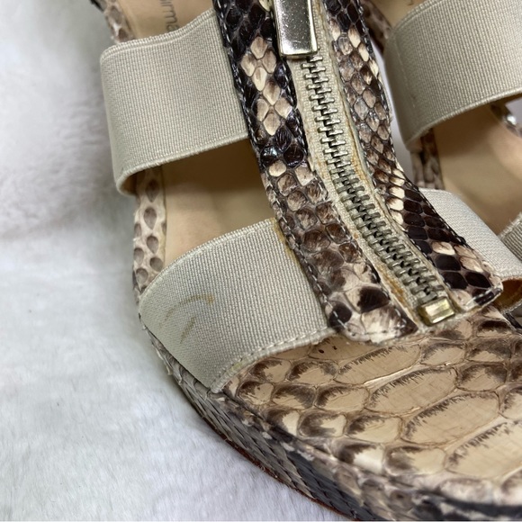 Alexandre Birman Python Snakeskin Platform Zip Heels Snake 7B Sexy Natural - Picture 3 of 11
